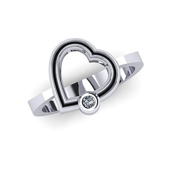 Δαχτυλίδι Δίδυμες Καρδιές 6 / Ασημένιο, χειροποίητο, λευκό επιπλατινωμένο