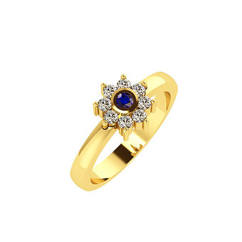 Δαχτυλίδι Ροζέτα 7 σε στρόγγυλο σχήμα / Ασημένιο, χειροποίητο, επιχρυσωμένο με συνθετικές λευκές και μπλε πέτρες
