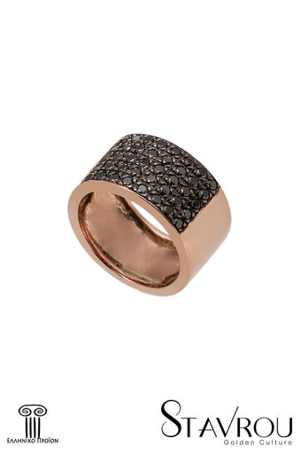 γυναικείο δαχτυλίδι, χειροποίητο, σεβαλιέ, με μαύρα brilliant 0.55 ct σε ροζ χρυσό Κ18 / 1DA2892 logo