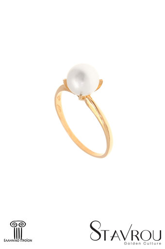 γυναικείο δαχτυλίδι, με μαργαριτάρι 7 mm, σε ροζ χρυσό Κ14 / 1DA2885 logo