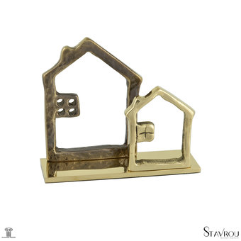 Διακοσμητικό Δώρο Γραφείου - δίδυμα σπίτια - 17094 Μ / κατασκευασμένο από ανακυκλωμένο αλουμίνιο και ορείχαλκο