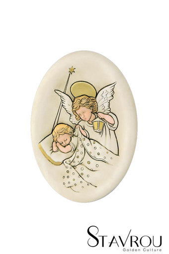 κεραμική εικόνα, ανάγλυφη, με νωπογραφία, Άγγελος - Βρέφος  / 2ΕΙ0183 logo