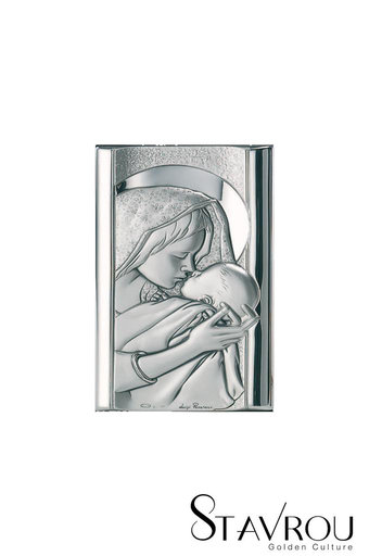 θρησκευτική καθολική εικόνα πίστης Παναγία Γλυκοφιλούσα, ανάγλυφη, σε ασήμι 925' / 2ΕΙ0250 logo / 50 x 90 mm