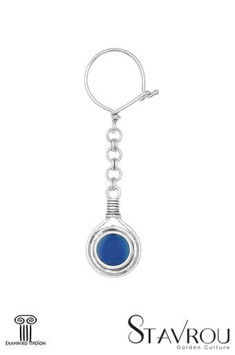μπρελόκ - κλειδοθήκη, χειροποίητο, ασημένιο, με μπλε αχάτη / 2ΜΡ0072 logo
