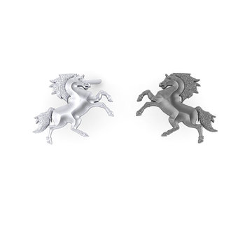 Νεανικά Μοντέρνα Σκουλαρίκια 1113 κολλητά στο αυτί - ίπποι - άλογα / Ασημένια, χειροποίητα, λευκό επιπλατινωμένο και μαύρο επιπλατινωμένο