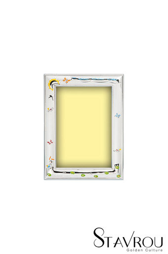 παιδική κορνίζα φωτογραφίας για αγοράκια ''ήλιος, πεταλούδες'' επάργυρη με κίτρινο σμάλτο / 2ΚΟ0471 logo
