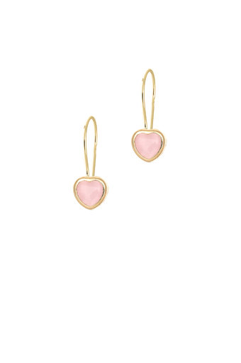 παιδικά σκουλαρίκια, καρδούλες με ροζ φίλντισι, σε χρυσό 9 καρατίων / 1SK2215 -κρεμαστά