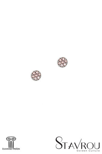 γυναικεία - παιδικά σκουλαρίκια, ροζέτες, με χρωματιστά - μωβ ζιργκόν σε λευκό χρυσό Κ14 / 1SK2200 / 4.80 mm
