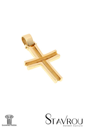 βαπτιστικός σταυρός, χειροποίητος, ανδρικός - unisex, βυζαντινής τεχνοτροπίας, σε χρυσό Κ14 / 1ST2059 logo