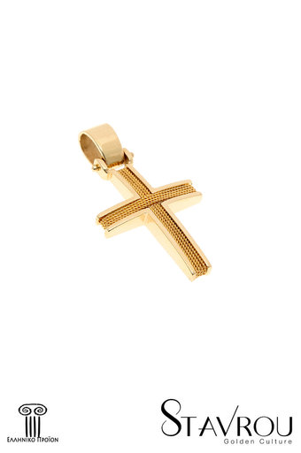 βαπτιστικός σταυρός, χειροποίητος, ανδρικός - unisex, βυζαντινής τεχνοτροπίας, σε χρυσό Κ14 / 1ST2082 logo