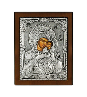 Θρησκευτική Εικόνα με την Παναγία Άξιον Εστί / Ασημένια 925', χειροποίητη 