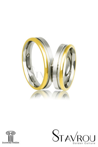 βέρες γάμου - αρραβώνων, από ασήμι επιπλατινωμένο και κίτρινο χρυσό / AC11 logo / 4.80 mm