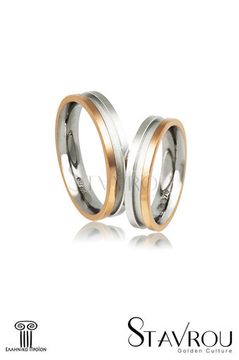βέρες γάμου - αρραβώνων, από ασήμι επιπλατινωμένο και ροζ χρυσό / AC5 logo / 4.80 mm